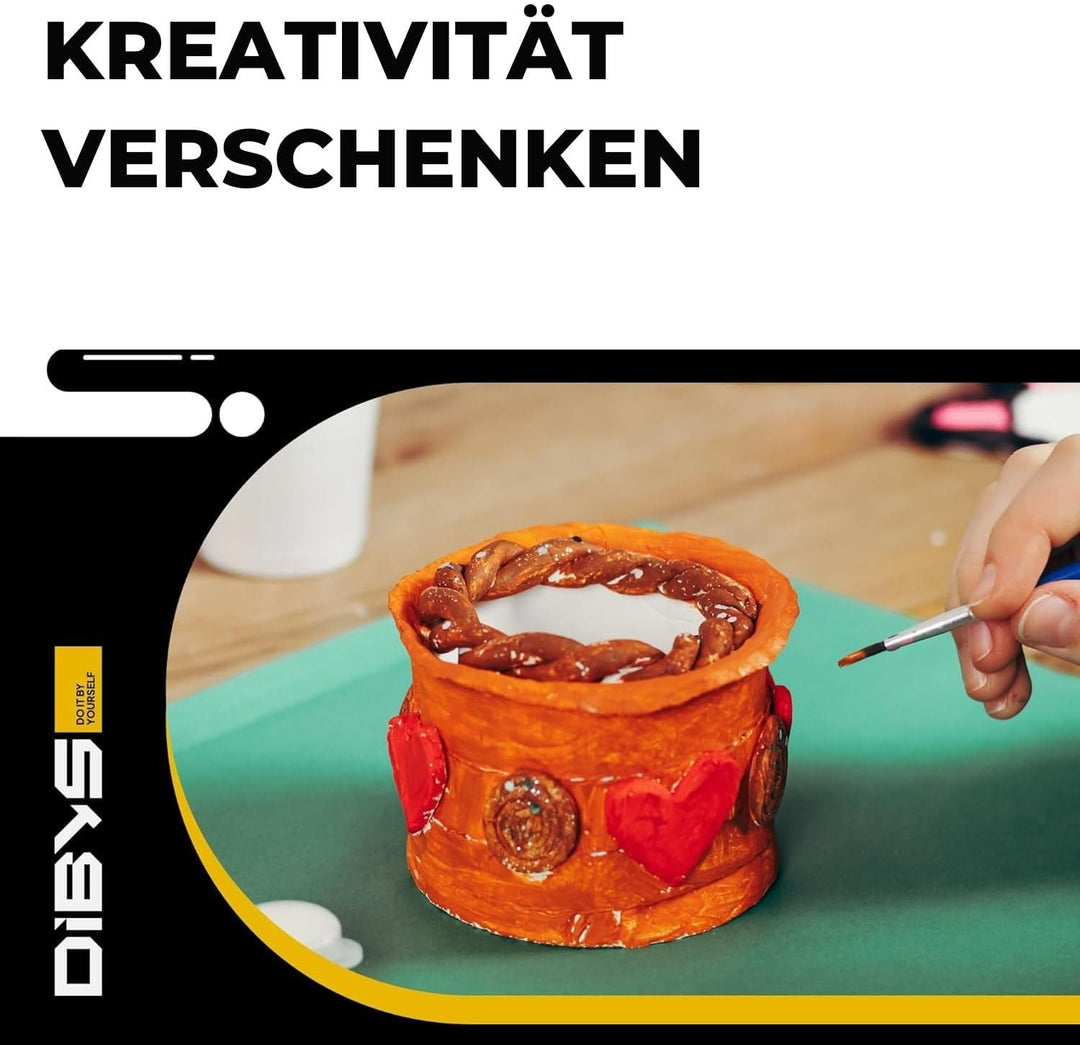 DIBYS Töpfer-Set für Zuhause | Starter-Set mit Modellier-Werkzeug, Ton lufttrocknend in Weiss, Farbe