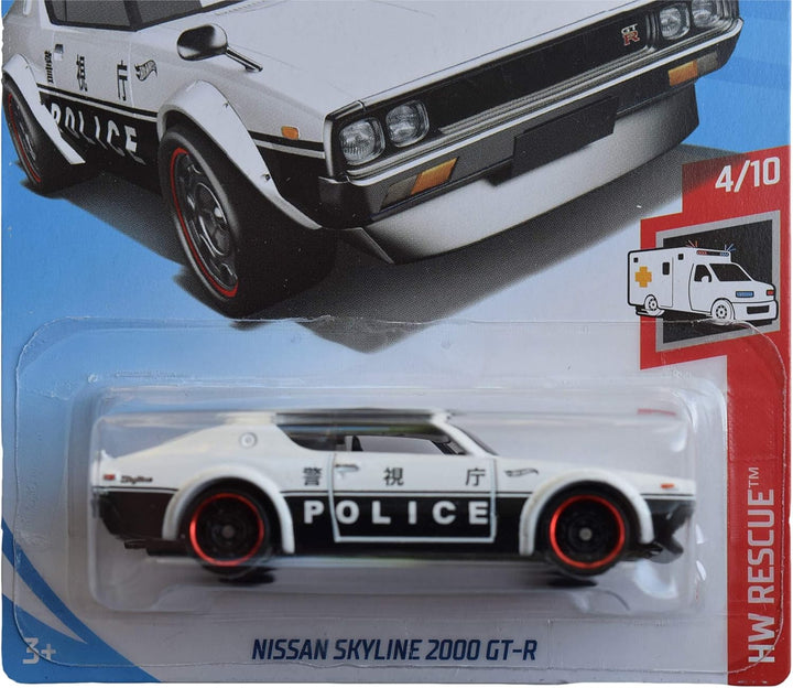 Hot Wheels Rescue 4/10 [White/Black] Nissan Skyline 2000 GT-R 'Police Logo' 160/250