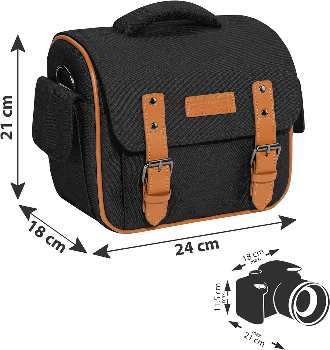 PEDEA DSLR-Kameratasche "Vintage" mit Displayschutzfolie für Canon EOS 5D 5D Mark II 400D 2000D / Ni