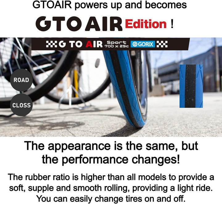 GORIX Rennradreifen 700×23C 25C 28C 32c 35c Fahrrad (Gtoair) 700×23c Black×Red(1 Tire), 700×23c Blac