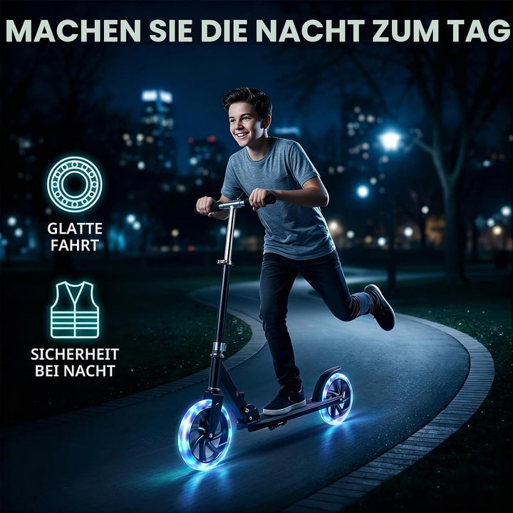 2 Stück Leuchtende Stunt Scooter Rollen, 200mm Scooter Räder Ersatzräder LED-Lichtrollen Kompatibel