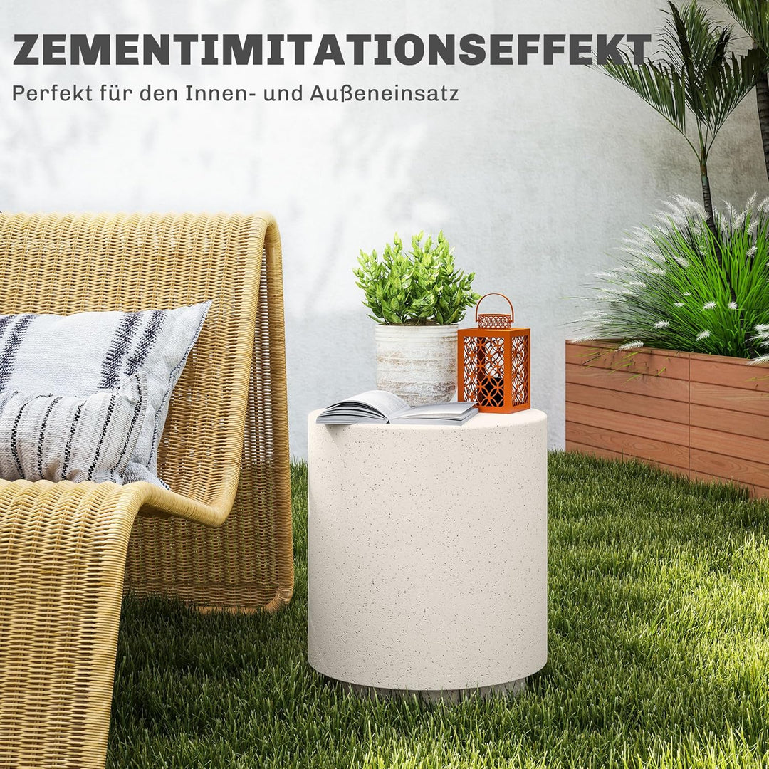 HOMCOM Beistelltisch Rund Nachttisch mit Beton-Optik, Couchtisch mit Fussstützen Wohnzimmertisch Sof