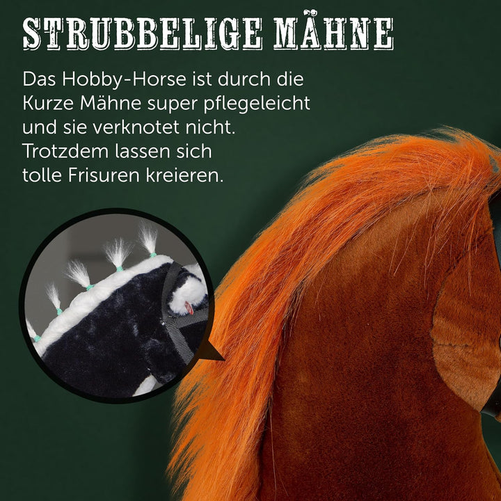 Pink Papaya Hobby Horse Merle, mit Halfter und Trense, Steckenpferd fürs Hobby Horsing, Pferd zum Re