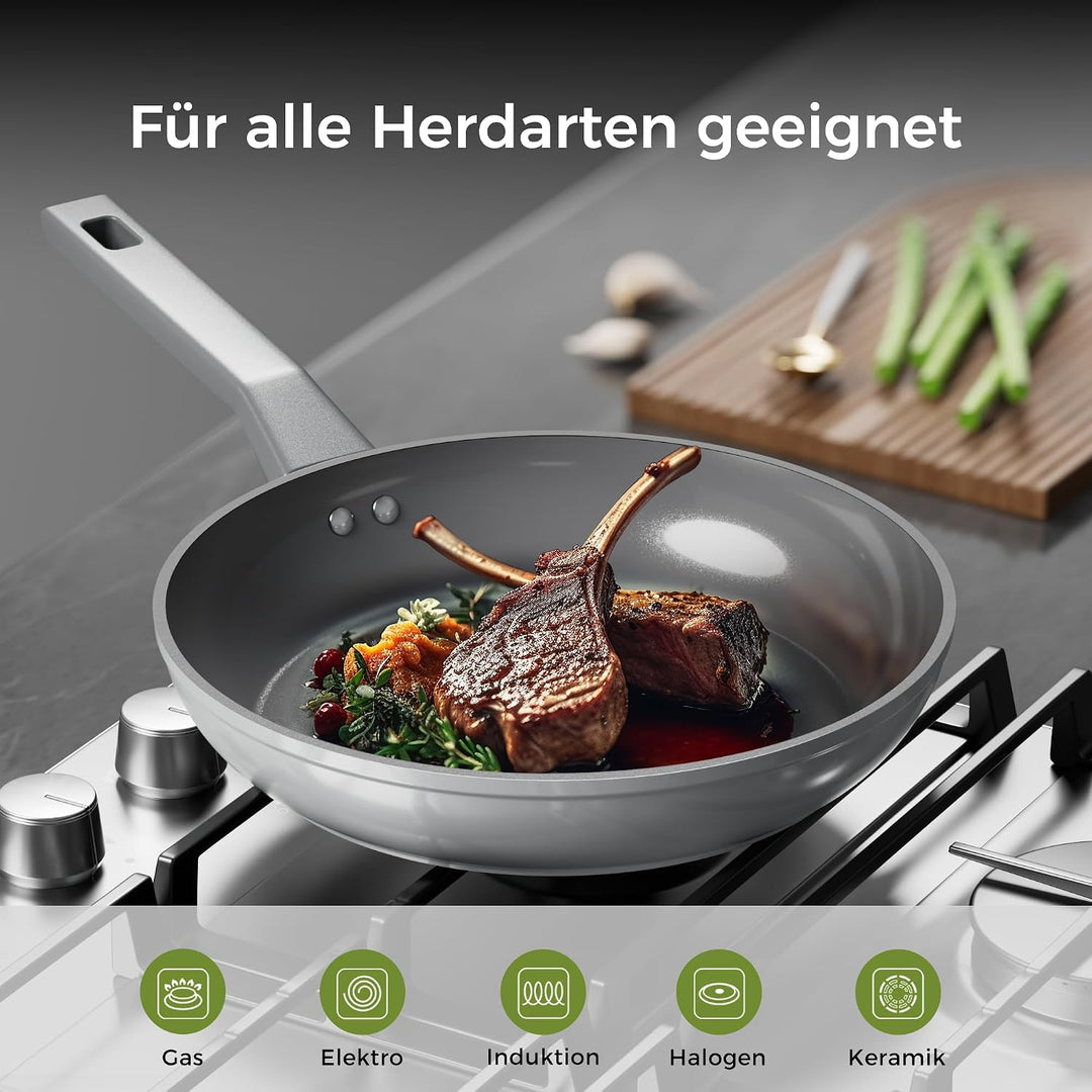 Sanho Bratpfanne 30cm, Keramikpfanne Antihaft Induktion, Omelette Pfanne, 30cm