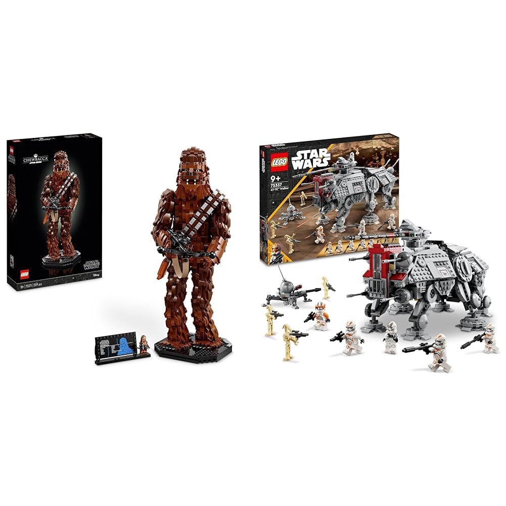 LEGO Star Wars Chewbacca, Wookie-Figur zum Sammeln, Bogenspanner & Star Wars at-TE Walker, Beweglich