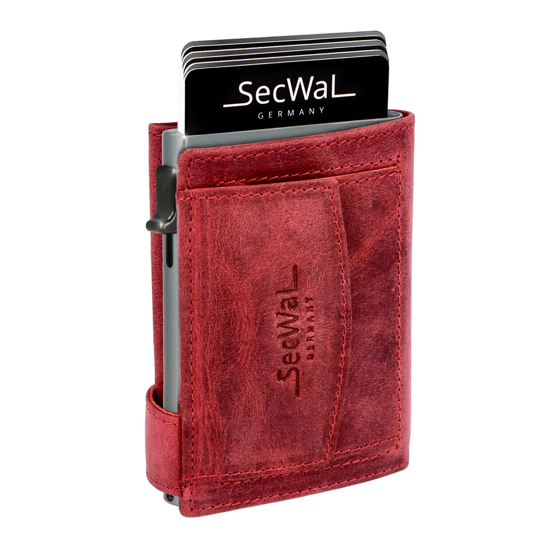SecWal Kartenetui mit Münzfach Druckknopf inkl. Geschenkbox - Made in Germany - Echtleder Mini Geldb