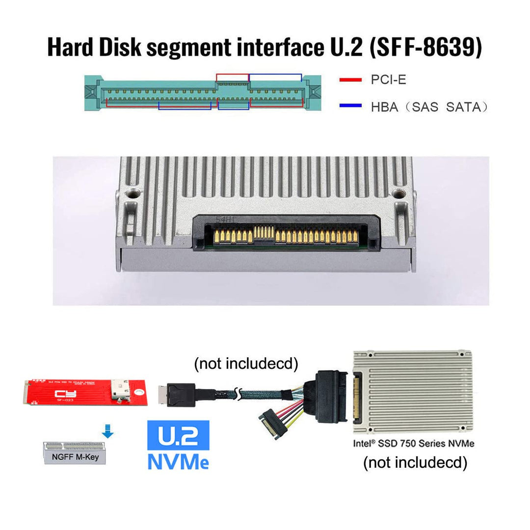 CY Adapter PCI-E 4.0 M.2 M-Key auf Oculink SFF-8612 SFF-8611 Host Adapter für PCIe Nvme SSD 2260 Bla