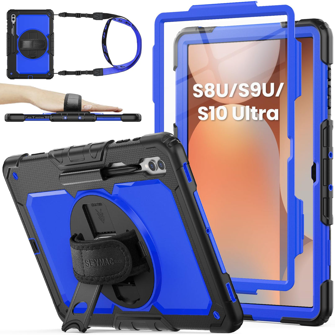 SEYMAC stock Hülle für Samsung Galaxy Tab S9 Ultra 14.6 Zoll 2023, Stossfeste Schutzhülle mit Bildsc