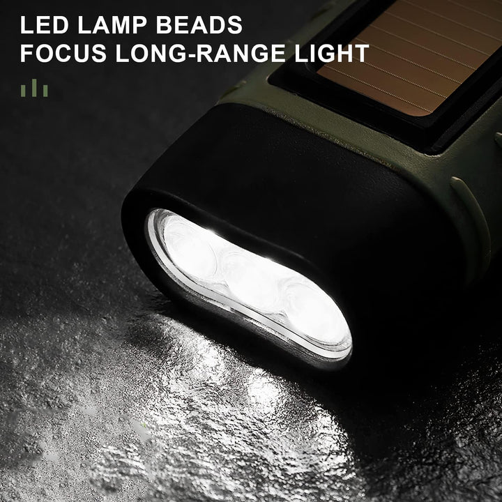 REKALRO LED Handkurbel Wiederaufladbare Taschenlampe 3pcs, Solar mit Wandern Schnalle, Kurbeltaschen