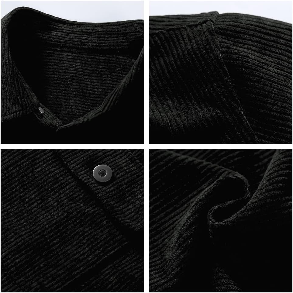 Elegancity Herren Hemd Cord Langarm Freizeithemd Männer Jacke Regular Fit Button Up Hemdjacke Mit Kl