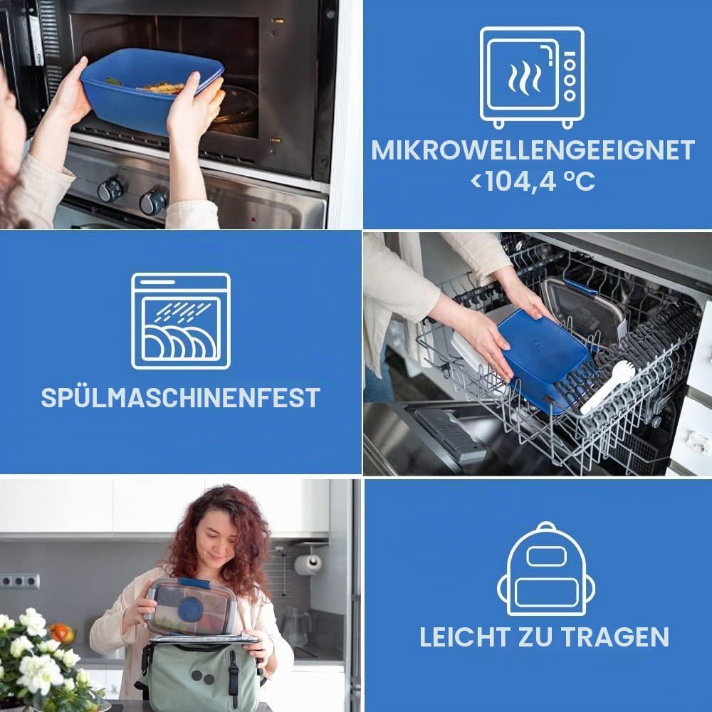 Bugucat Lunchbox Erwachsene 2000ML 2 Set,Auslaufsichere Brotdose Erwachsene Bento Box mit Fächern fü