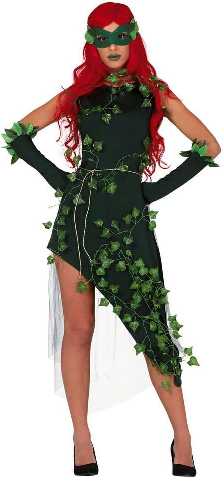 shoperama Poison Ivy Damen Kostüm Kleid Pflanzen-Schurkin Waldfee Eva Efeu, Grösse:L