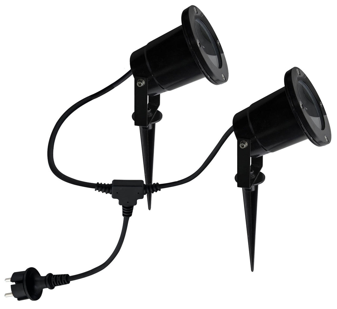 Trango 2-flammig IP65 Gartenstrahler 3074 Aussenleuchte aus Alu mit je 1x GU10 Fassung & 2m Zuleitun