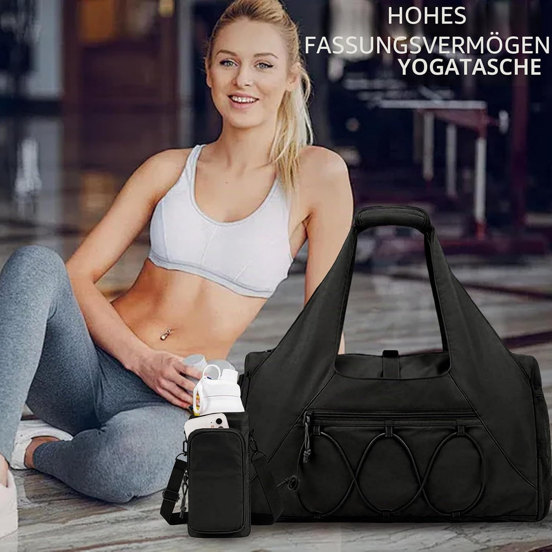 Gym Tasche Damen, Yogatasche mit Schuhfach, Nassfach and Wasserflaschenhalter, Sporttasche Fitnessta