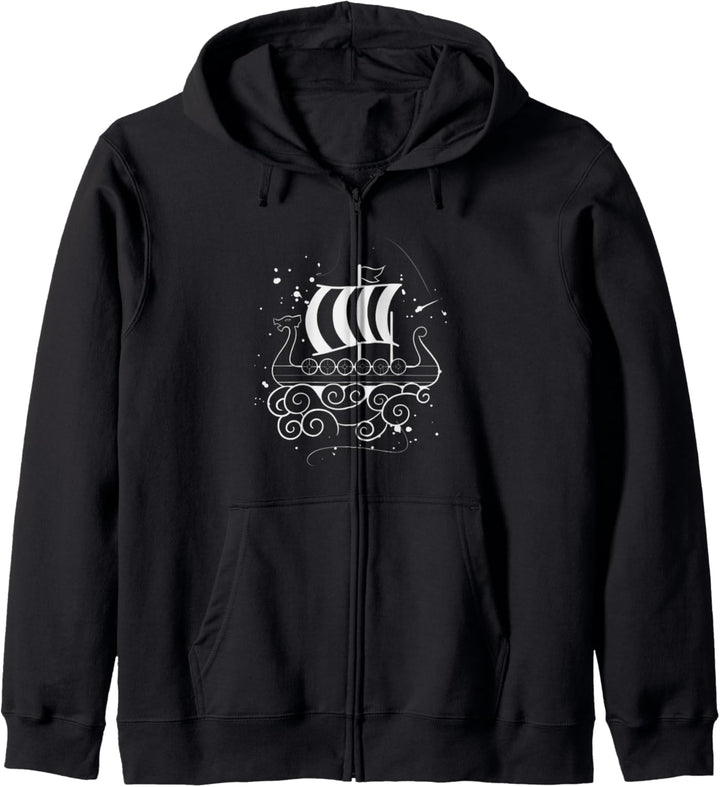 Retro Wikinger Krieger Schiff Wikinger Geschenk Kapuzenjacke