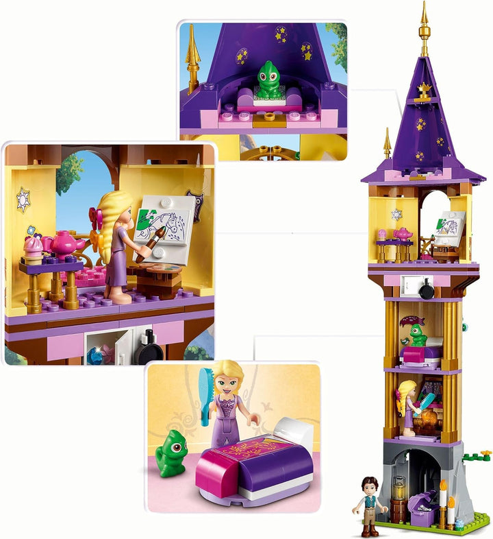 LEGO 43187 Disney Princess Rapunzels Turm Set mit 2 Mini-Puppen aus dem Film „Rapunzel – Neu verföhn