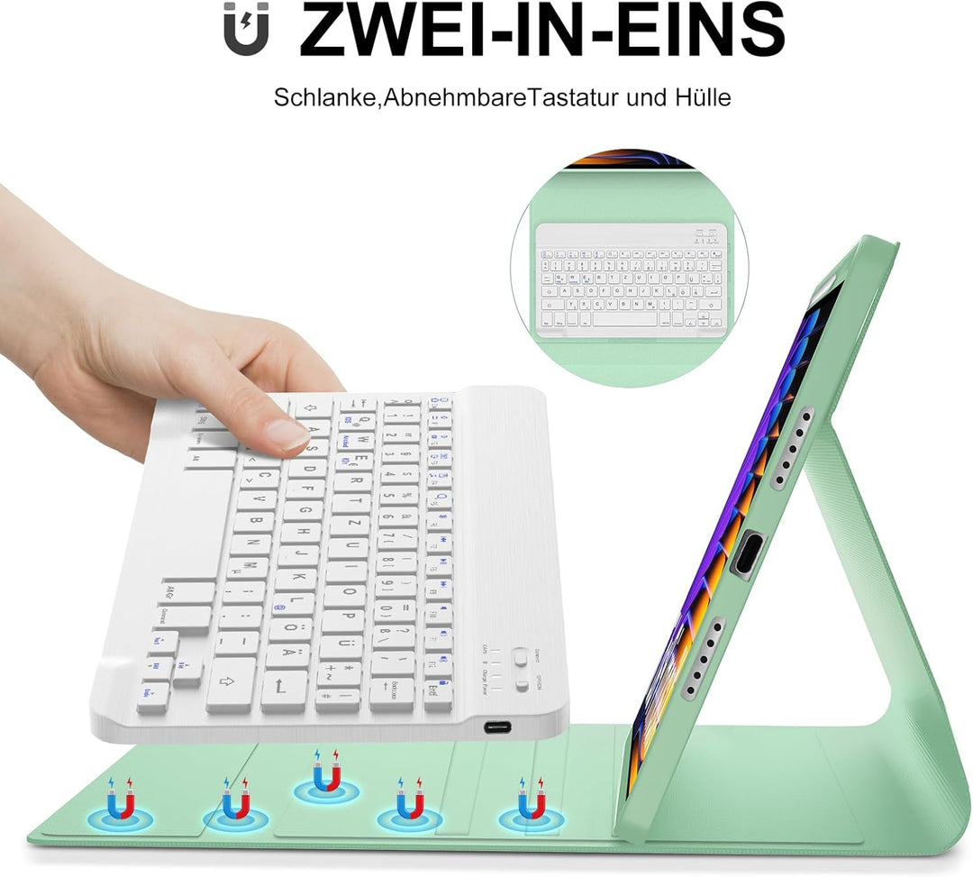 Tastatur für Xiaomi Pad 8/7/7 Pro 2024 11.2", Hülle mit Tastatur für Xiaomi Pad 7 2024 Magnetische B