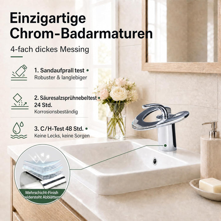 Waschtischarmatur Herzform Messing Einloch, Wasserhahn Bad für Waschbecken, einhand Badezimmer Armat