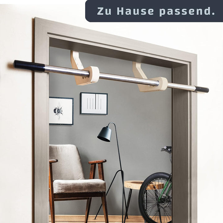 Klimmzugstange Holz I Made in Germany I stabile Reckstange Türrahmen ohne Schrauben I Pull Up Bar un