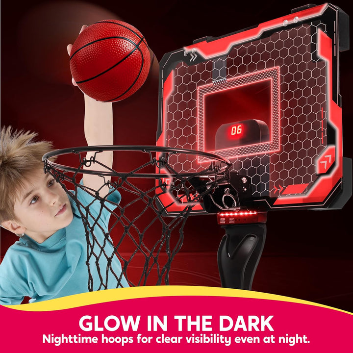 SYNCFUN Basketballkorb Indoor Kinder,Mini Basketballkorb Kinder mit Elektronische Anzeigetafel 4 Bal