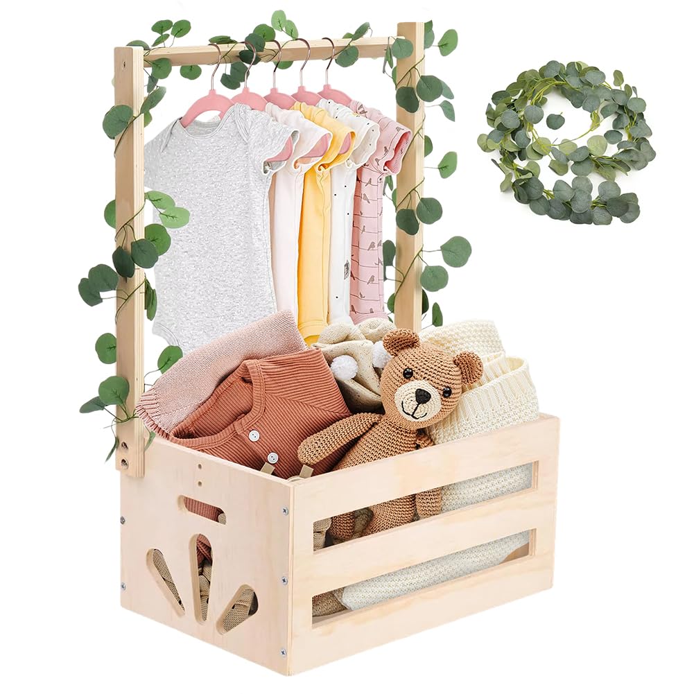 Babykorb mit Griff - Geschenk für Babypartys, Baby Aufbewahrungskorb, Holz Babyparty Schrank Praktis