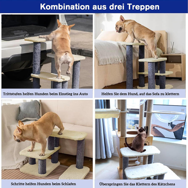 Hundetreppe, 2/3/4/5 Schichten Höhenverstellbar Katzentreppe,Katzentreppe für alte Katzen,Waschbar&r