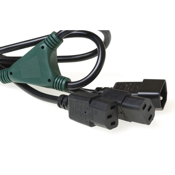 ACT Netz Y Kabel, Kaltgerätekabel Verlängerung 1.8m, 1x C14 auf 2X C13 Kabel– AK5052 C14 - 2x C13, C