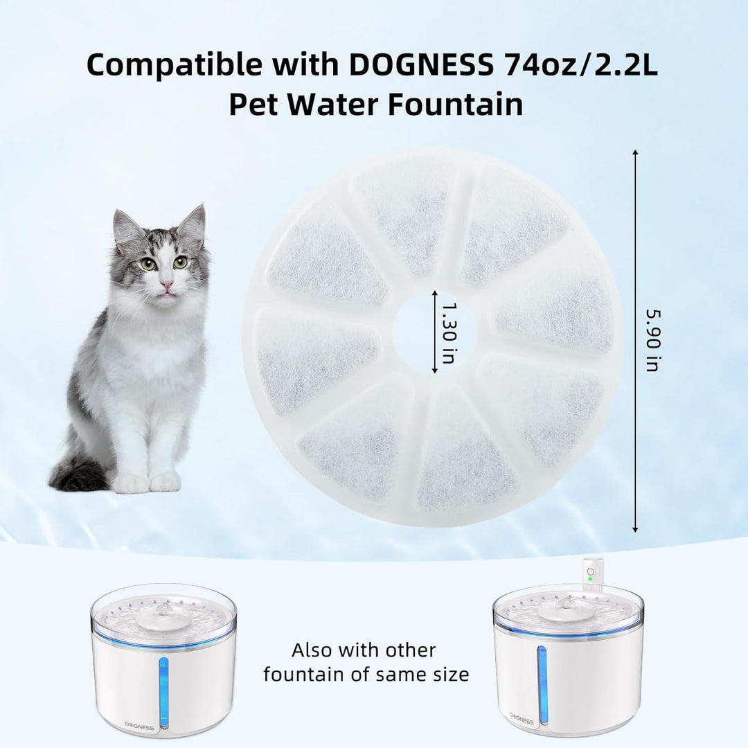 DOGNESS 6 Stück Ersatzfilter für Katzenbrunnen, Aktivkohle Trinkbrunnen Filter für Wasserfrische auf