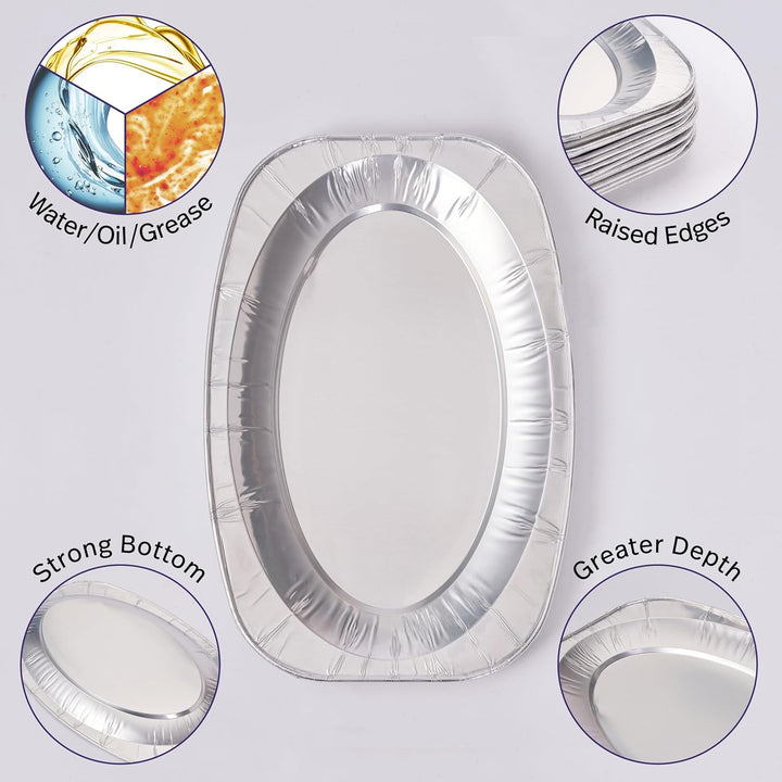 MATANA 20 Stück Alu Servierplatten, Partyplatten für Buffets, Kindergeburtstage, Hochzeiten, Caterin