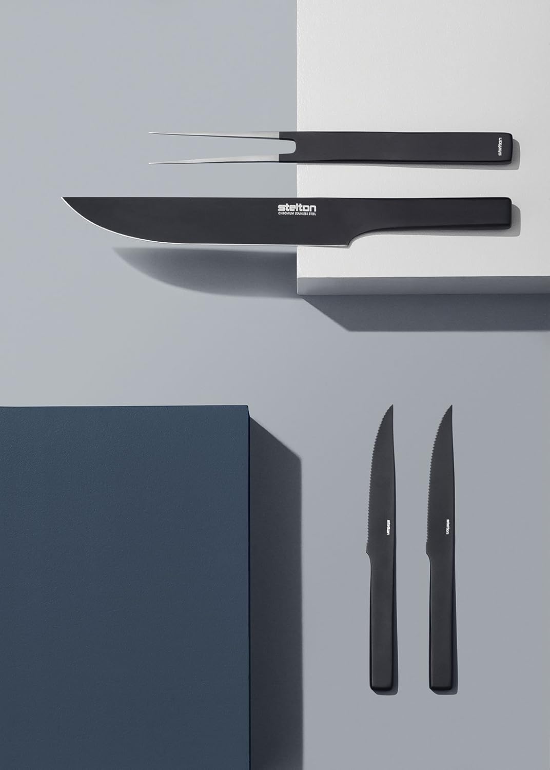 Stelton x-120-8 Pure Black Tranchiermesser, Verchromter Edelstahl mit mattschwarzer Beschichtung, sc