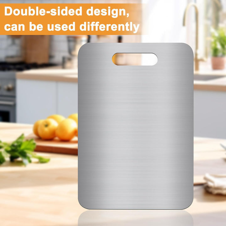 Cutting Board aus 304 Edelstahl, Doppelseitiges, BPA-freies Schneidebrett, Ideal für Fleisch, Brot,