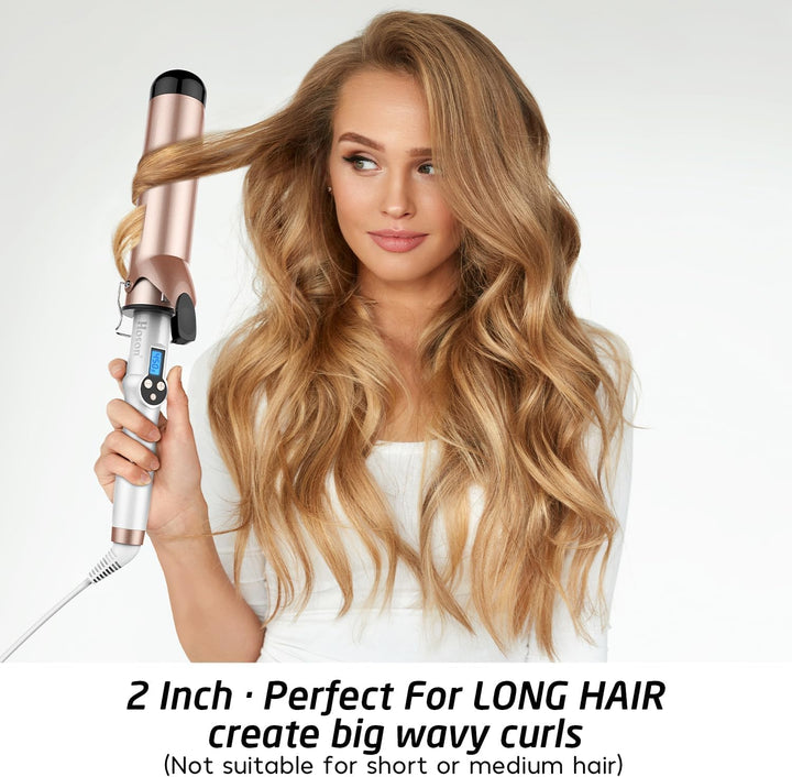Hoson 50mm Lockenstab Pro Curl, Keramik Turmalin Beschichtung Lockenstab, LCD Display 9 Hitzeeinstel