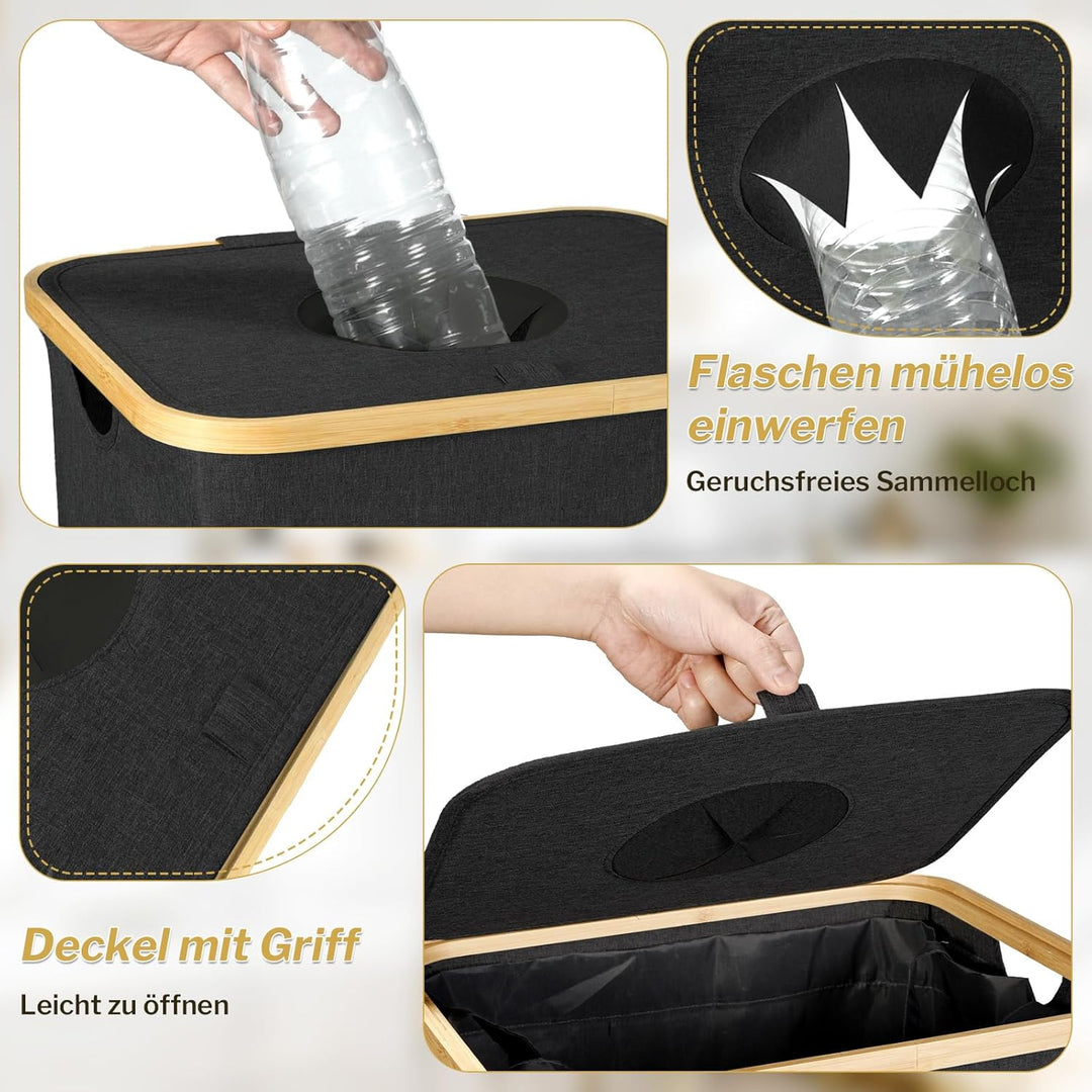 PeranoRidia 100L Pfandflaschen Sammelbehälter [INKL. TRAGETASCHE], Flaschensammler Leergut, PET Flas