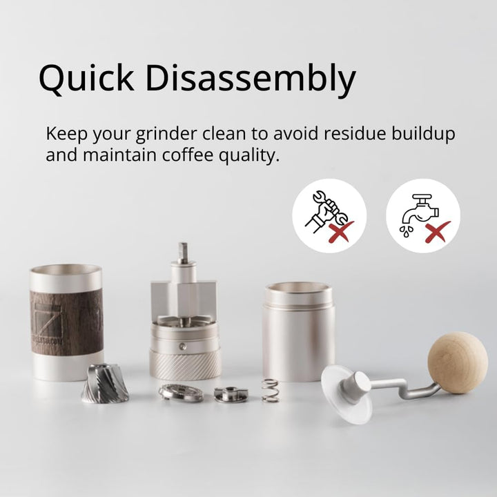 1Zpresso Q Manuelle Kaffeemühle - Kurbelgriff mit, Mini Slim Travel Grösse Passt in den Kolben, Mont