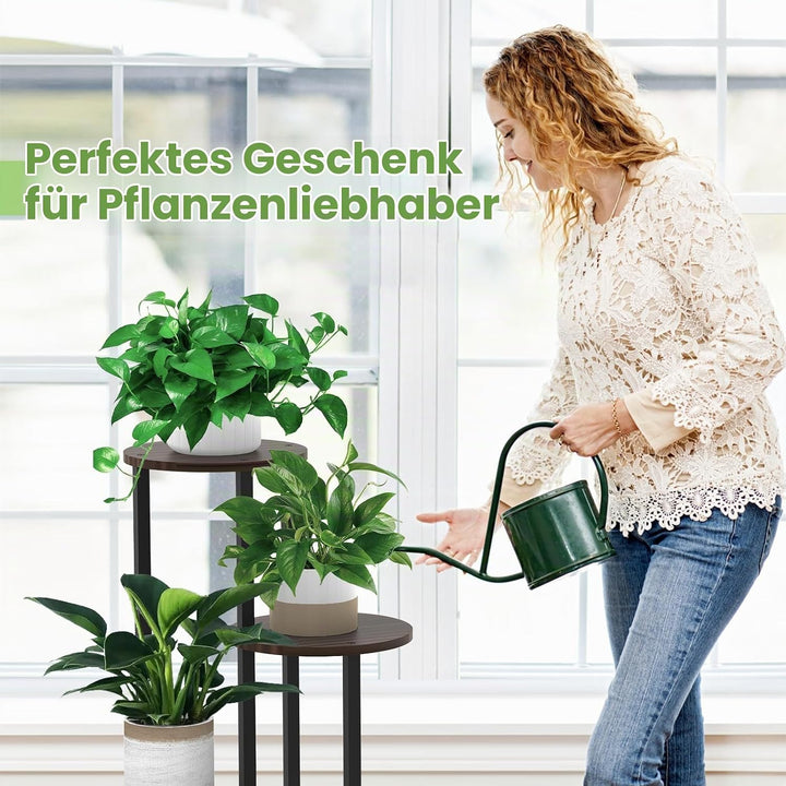 YOCOMEY 4 Tier Hölzern Blumenregal Metall Pflanzenregal, Mehrstöckig Blumenständer Pflanzenständer B