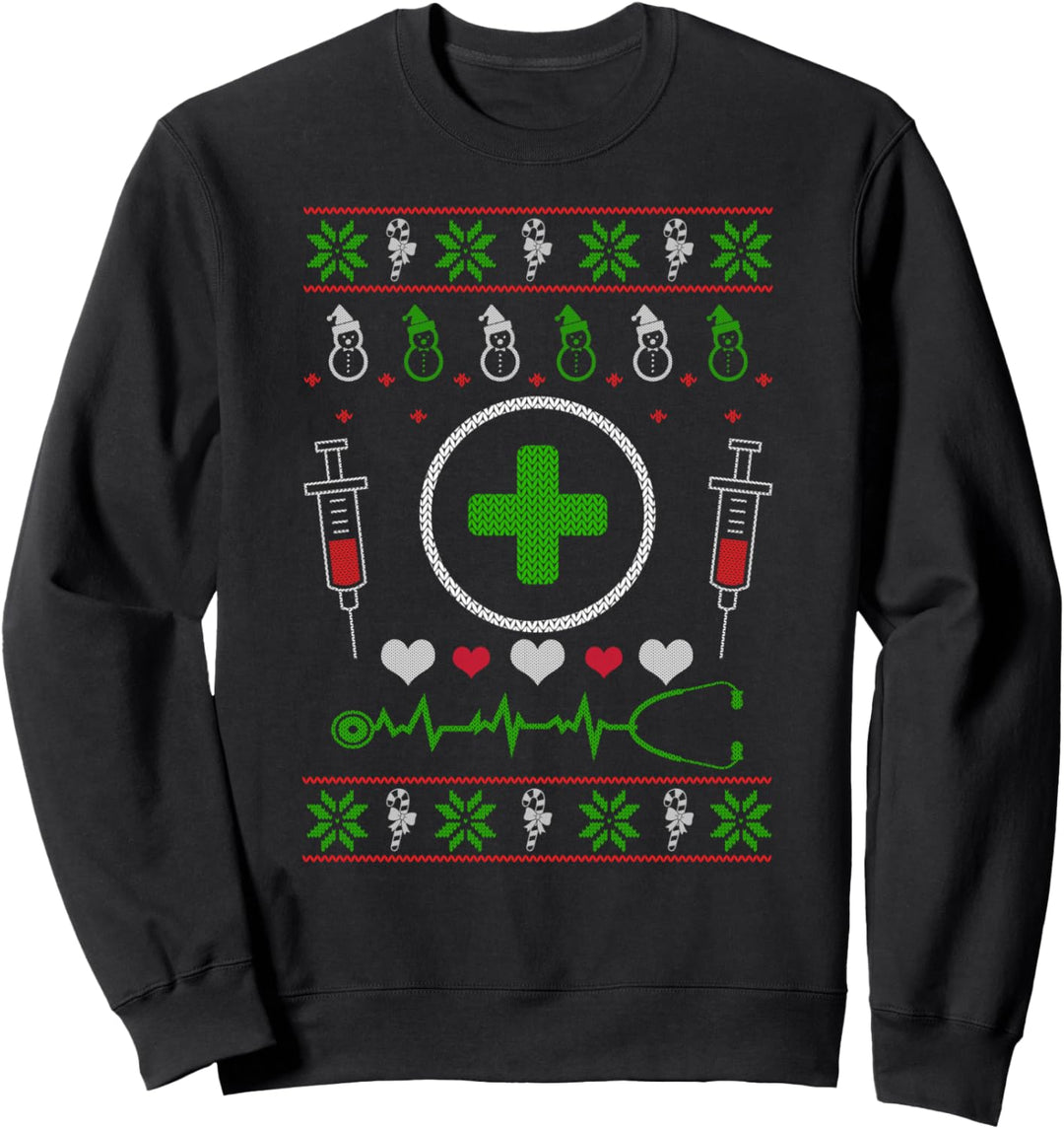 Krankenpflege Ugly Christmas Weihnachtsfeier Motiv Sweatshirt