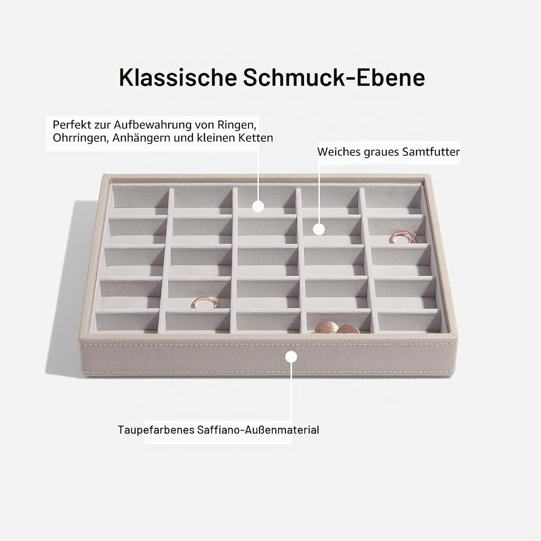 Stackers Schmuckschatulle, klassische Grösse, stapelbar, Set mit 5 Schubladen. taupe