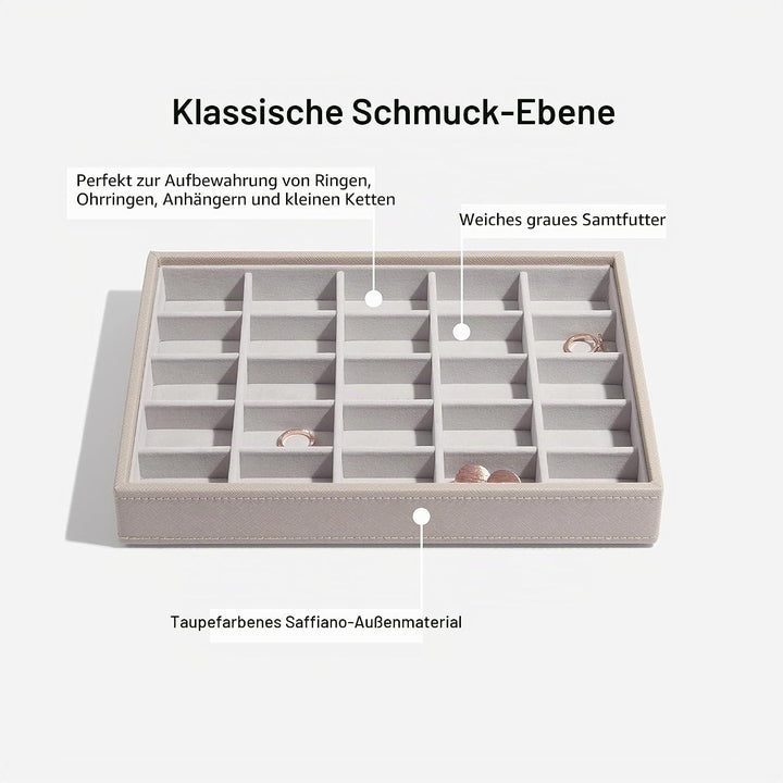 Stackers Schmuckschatulle, klassische Grösse, stapelbar, Set mit 5 Schubladen. taupe
