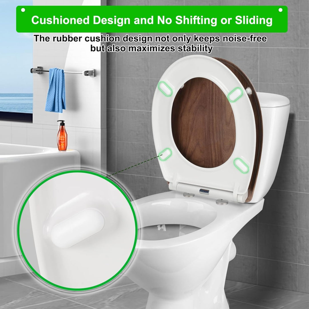 Premium WC-Sitz Toilettensitz mit Absenkautomatik, YOTOREE Toilettendeckel, O Form Duroplast Klodeck