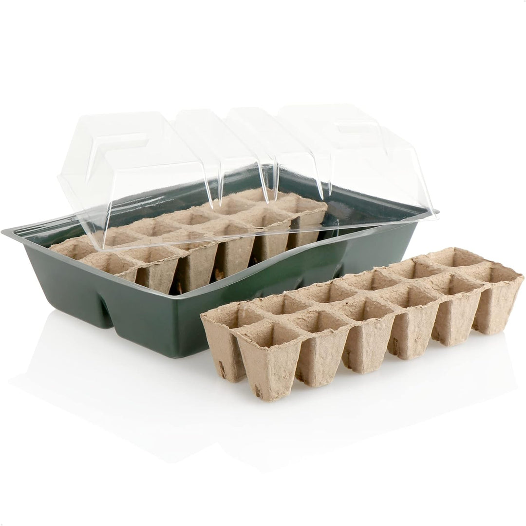 com-four® 4X Zimmergewächshaus zum Anzüchten von Pflanzen - Anzuchtset für 96 Pflanzen - Pflanzkaste