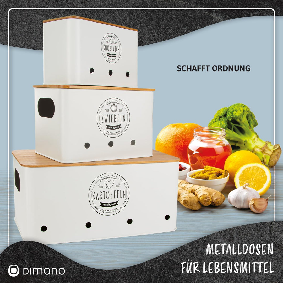 Dimono® Gemüse Aufbewahrungsboxen 3er Set; Vorratsdose Frischhaltedose Lebensmittel-Box; hält Gemüse