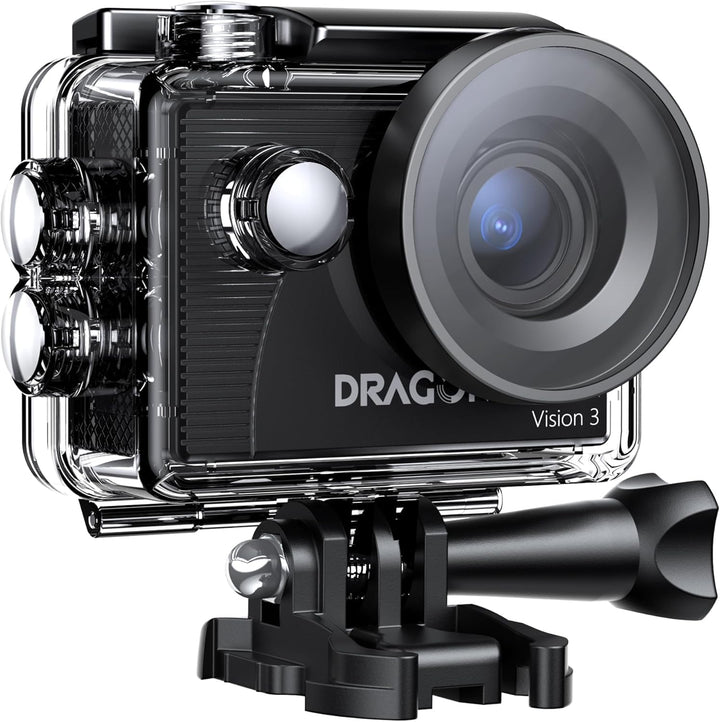 Dragon Touch Action Cam, 4K30FPS 20MP Unterwasserkamera WiFi 170 ° Weitwinkel mit 2 Zoll Ultra HD Sc