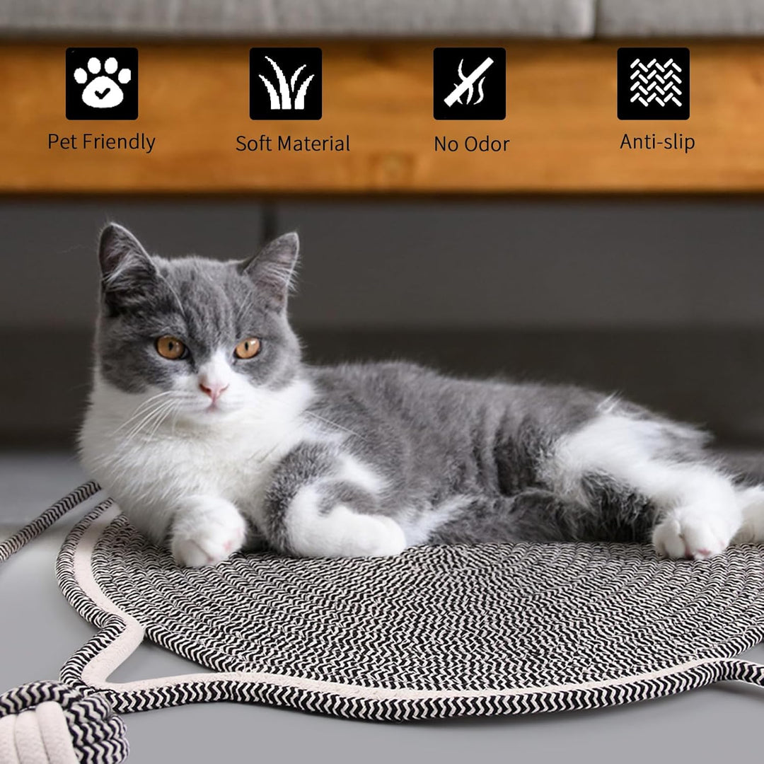 Kratzmatte Katze, 2 Stücke Kratzpappe Katze Grau Runder Kratzbrett mit Baumwollkugel Katzen Spielzeu