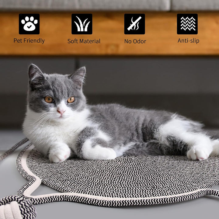 Kratzmatte Katze, 2 Stücke Kratzpappe Katze Grau Runder Kratzbrett mit Baumwollkugel Katzen Spielzeu