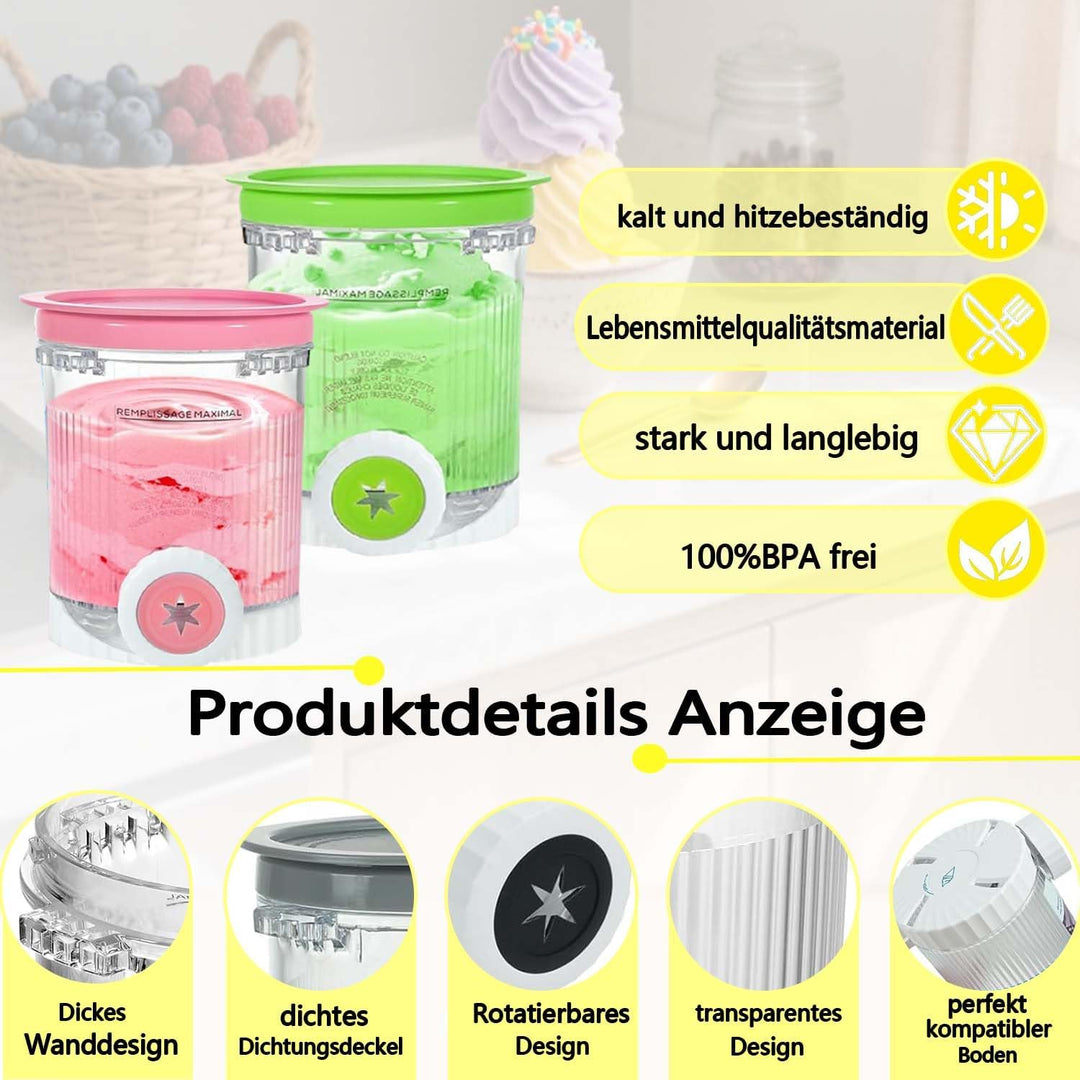 Für 4 Stück Ninja Swirl Creami Behälter 480 ml Eisbehälter für Ninja Creami NC701 & NC700 Serie Eism