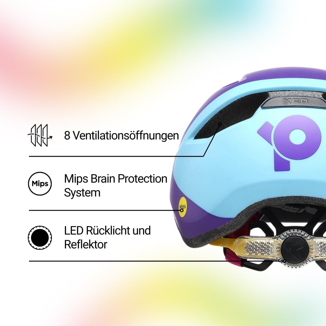 KED Pop MIPS Kinder Fahrrad Helm schwarz/weiss 2023 Violett M (52-56cm), Violett M (52-56cm)