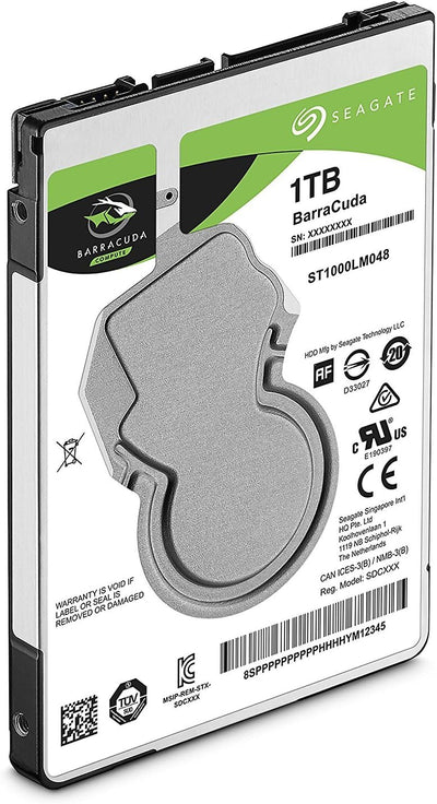 Seagate Barracuda, interne Festplatte 1 TB HDD, 2.5 Zoll, 5400 U/Min, 128 MB Cache, SATA 6 Gb/s, sil