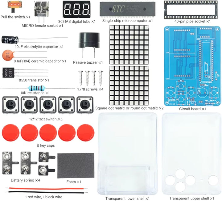DIY Spielekonsole Löten Bausatz: DIY Games Console Handheld Kit, 4 Klassische Spiele Handheld Game G