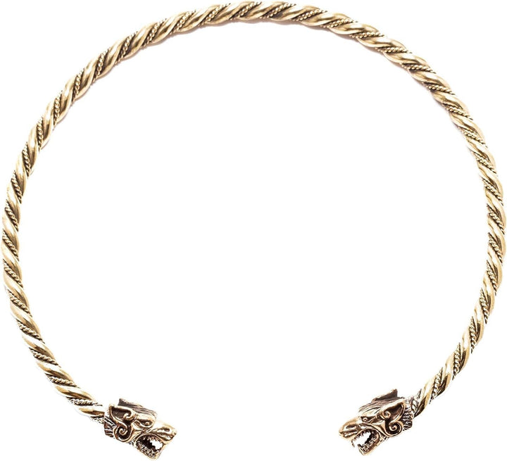 Windalf Wikinger Männer Torques FENRAR Ø 14 cm Vikings Hals-Schmuck Handarbeit aus Bronze