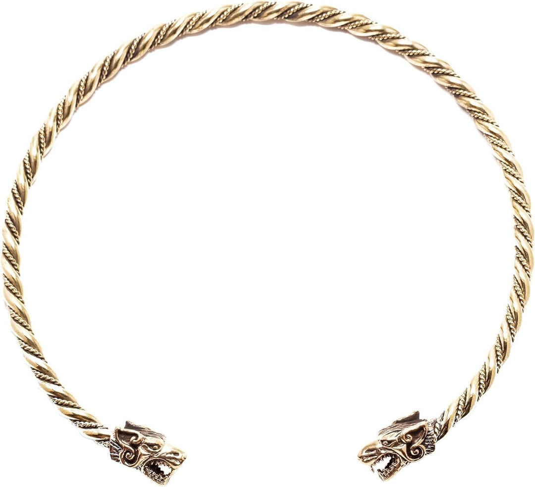 Windalf Wikinger Männer Torques FENRAR Ø 14 cm Vikings Hals-Schmuck Handarbeit aus Bronze
